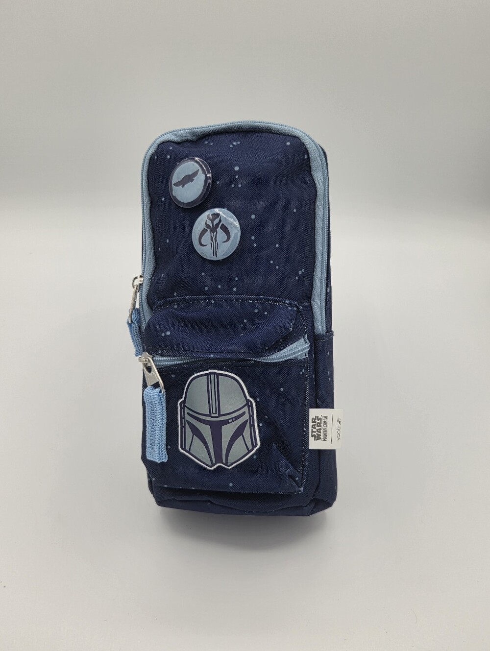 Star Wars The Mandalorian Blue Backpack Style Pencil Case w/ Patch & 2 Pins